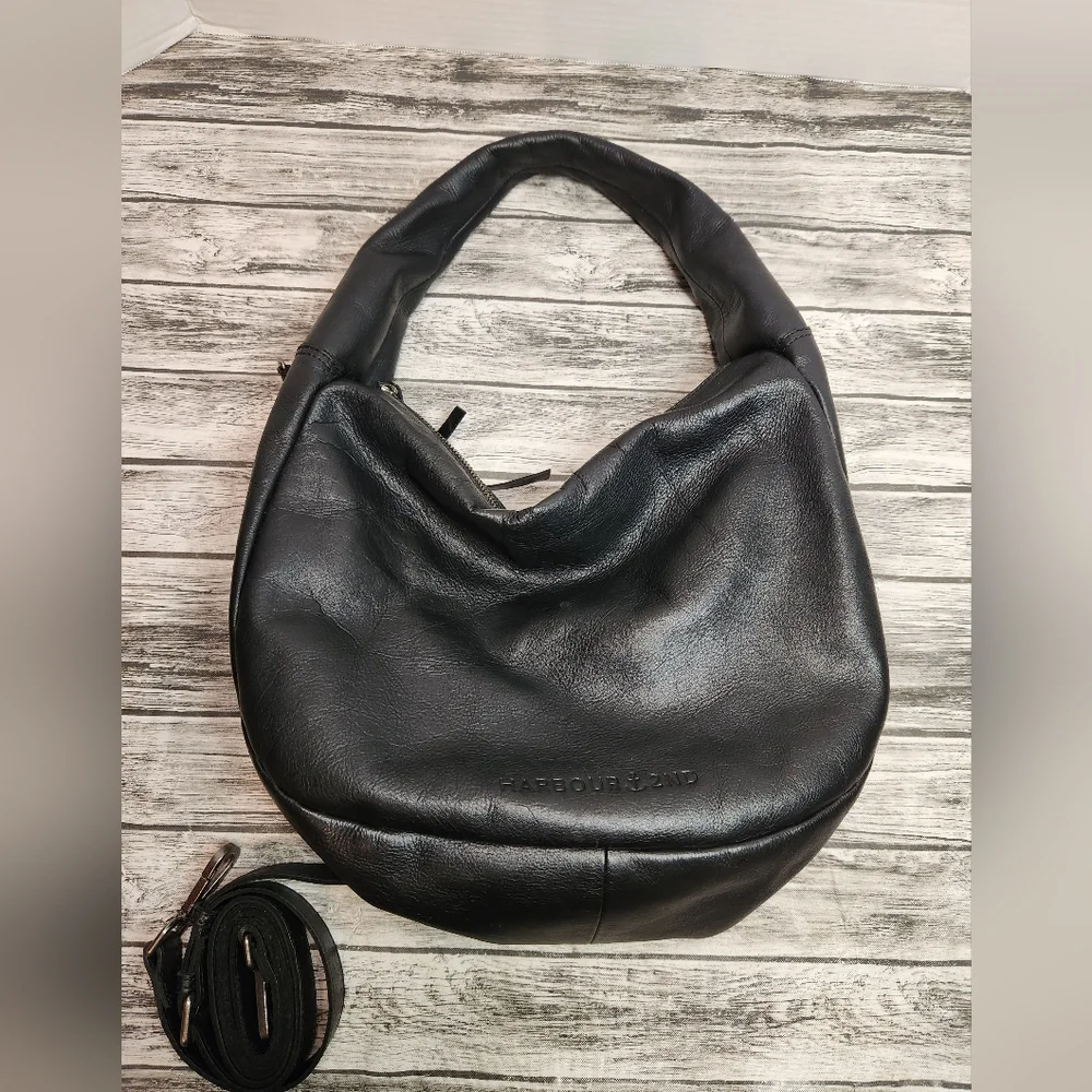 Harbour 2ND Black Leather Crescent‎ Bag